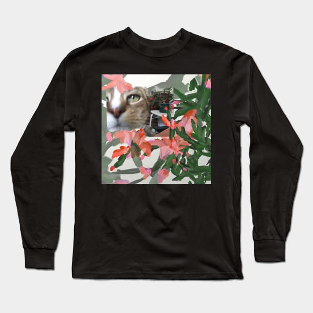 Happy Jack Cat and the Christmas Cactus Long Sleeve T-Shirt by trishaclarkin